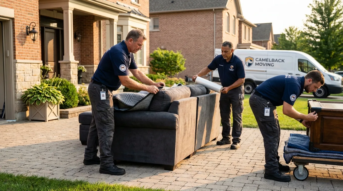 Large estate moving crew wrapping furniture in Springhill, LA