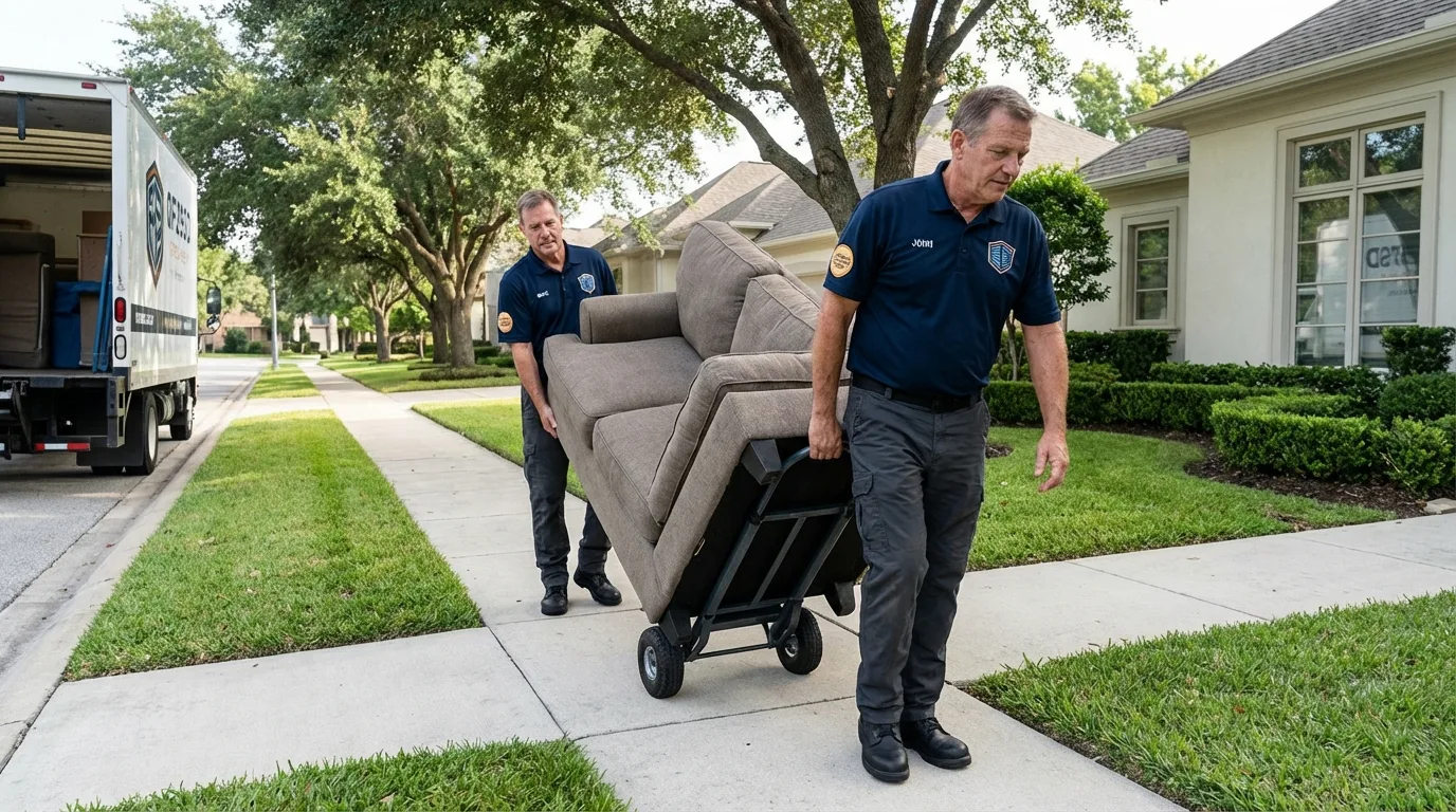 Local residential moving crew loading furniture in Springhill, LA