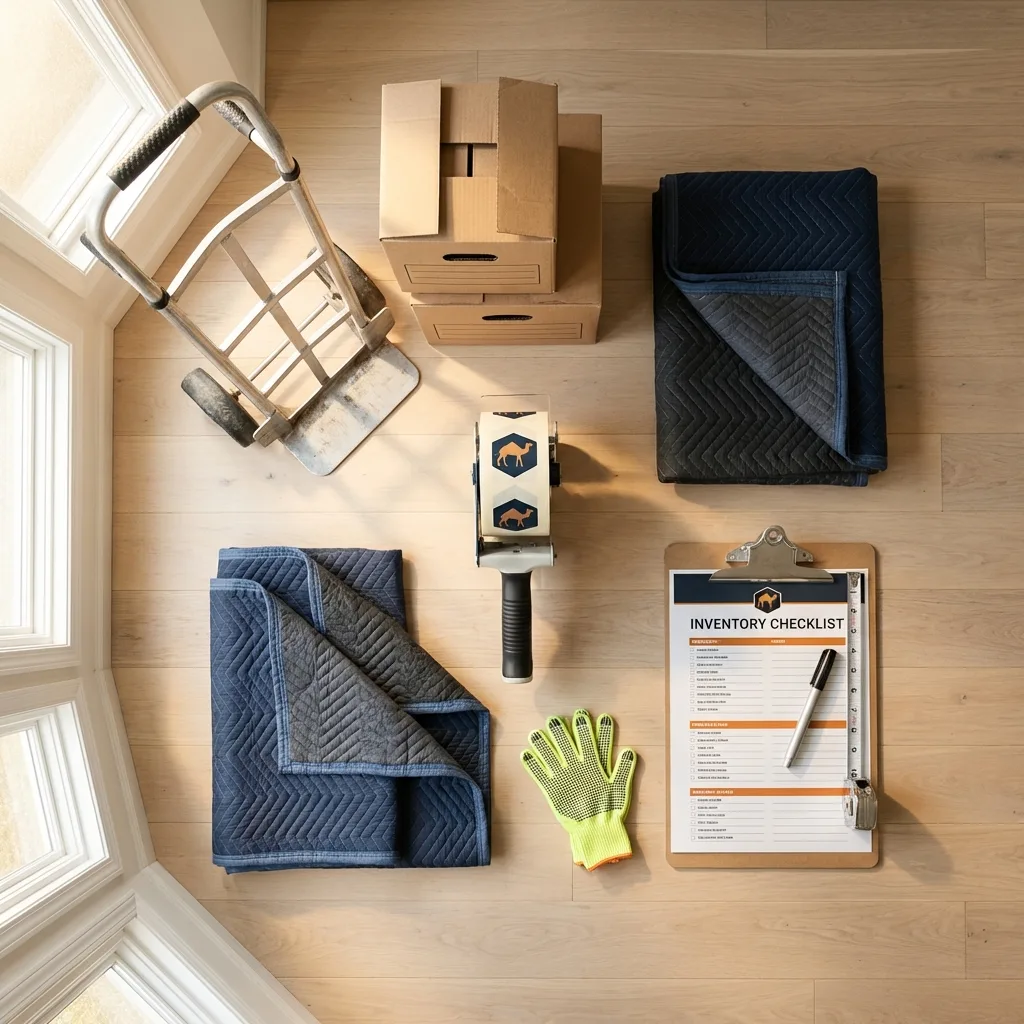 Professional moving supplies and packing materials layout for Springhill residential relocations